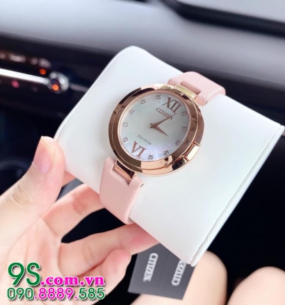Đồng Hồ Citizen Eco-Drive Women's Capella Diamond Accent Leather Watch EX1513-18D